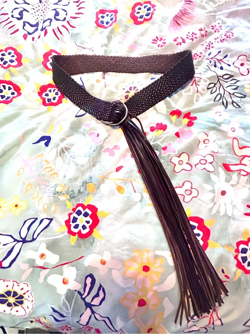 WOW - Vintage Y2K J. Crew Braided Leather Fringe Belt - Dark Brown